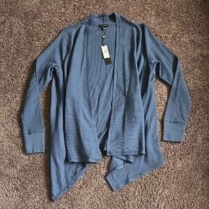 NEW Talbots Blue Waffle Knit Sweater Wrap S